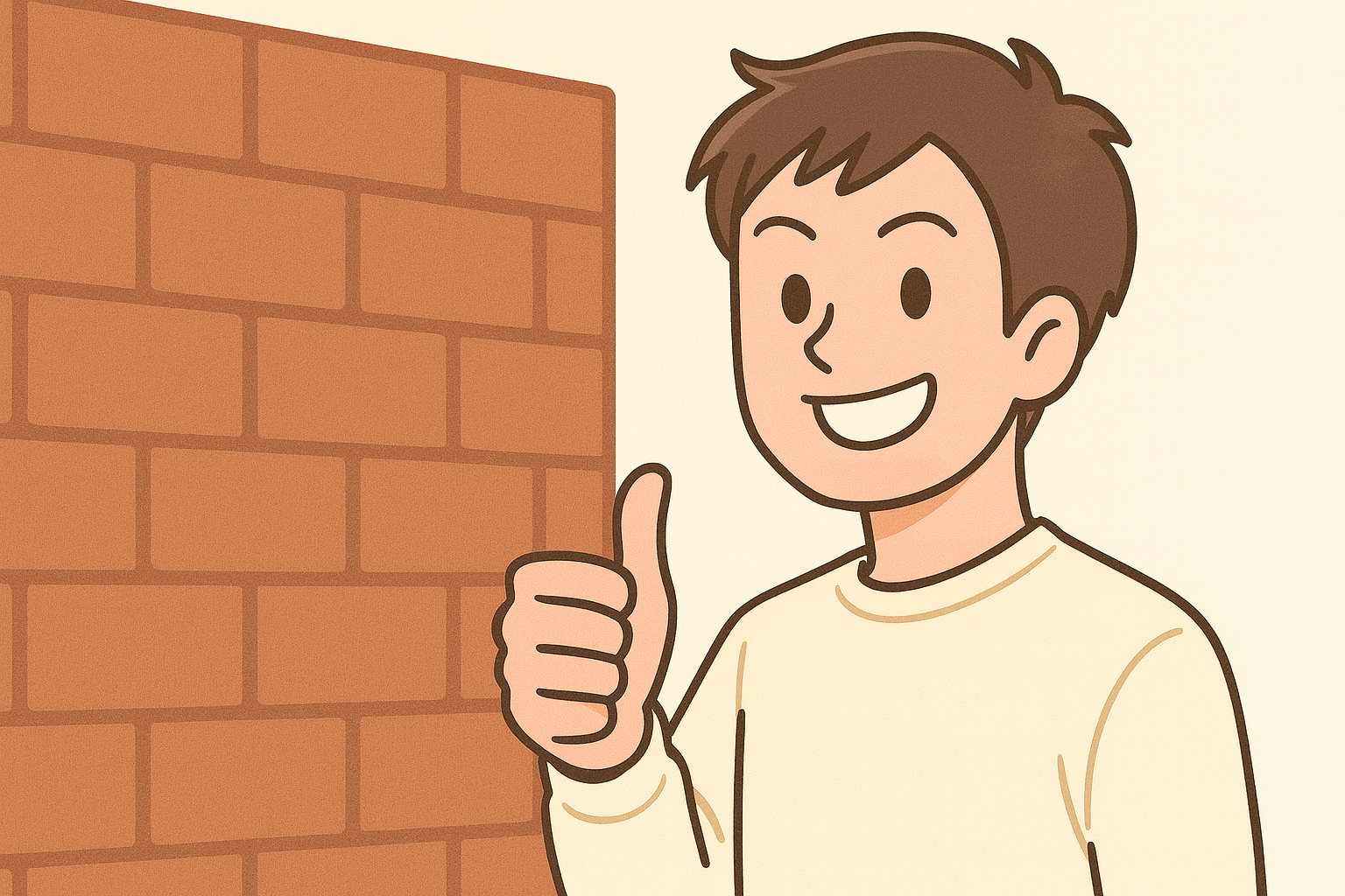 男性がこちらに視線を向けてグーサインをしている様子。